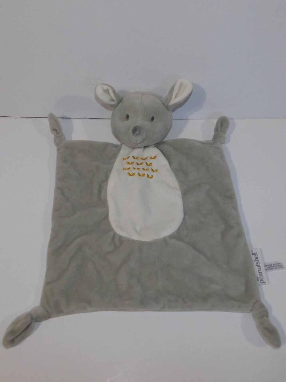 The Peanutshell Kangaroo Mouse Bunny Gray Security Blanket Baby Lovey Plush nunu
